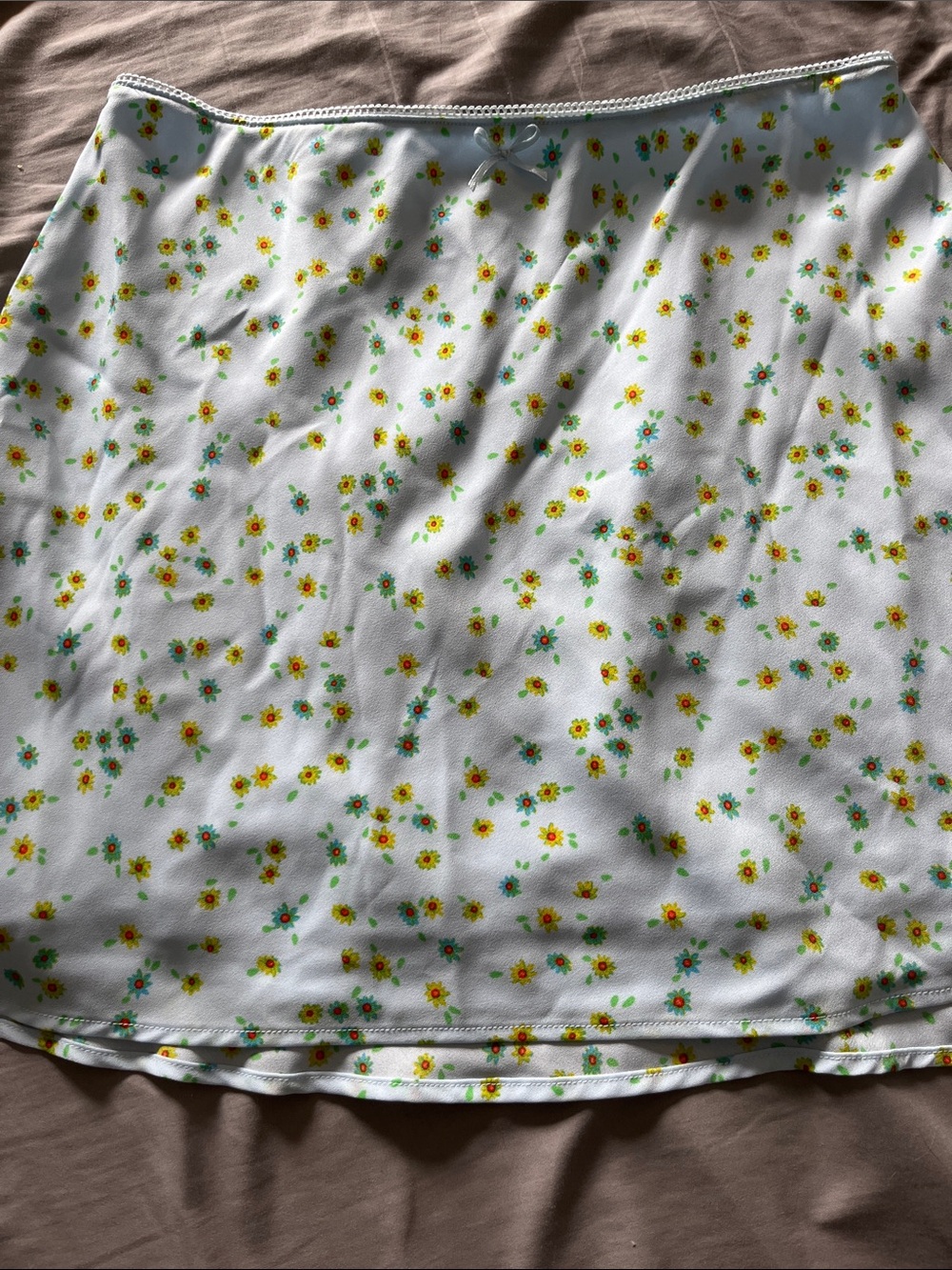 wild fable Light Blue Floral Mini Skirt with Yellow/green & teal Flowers